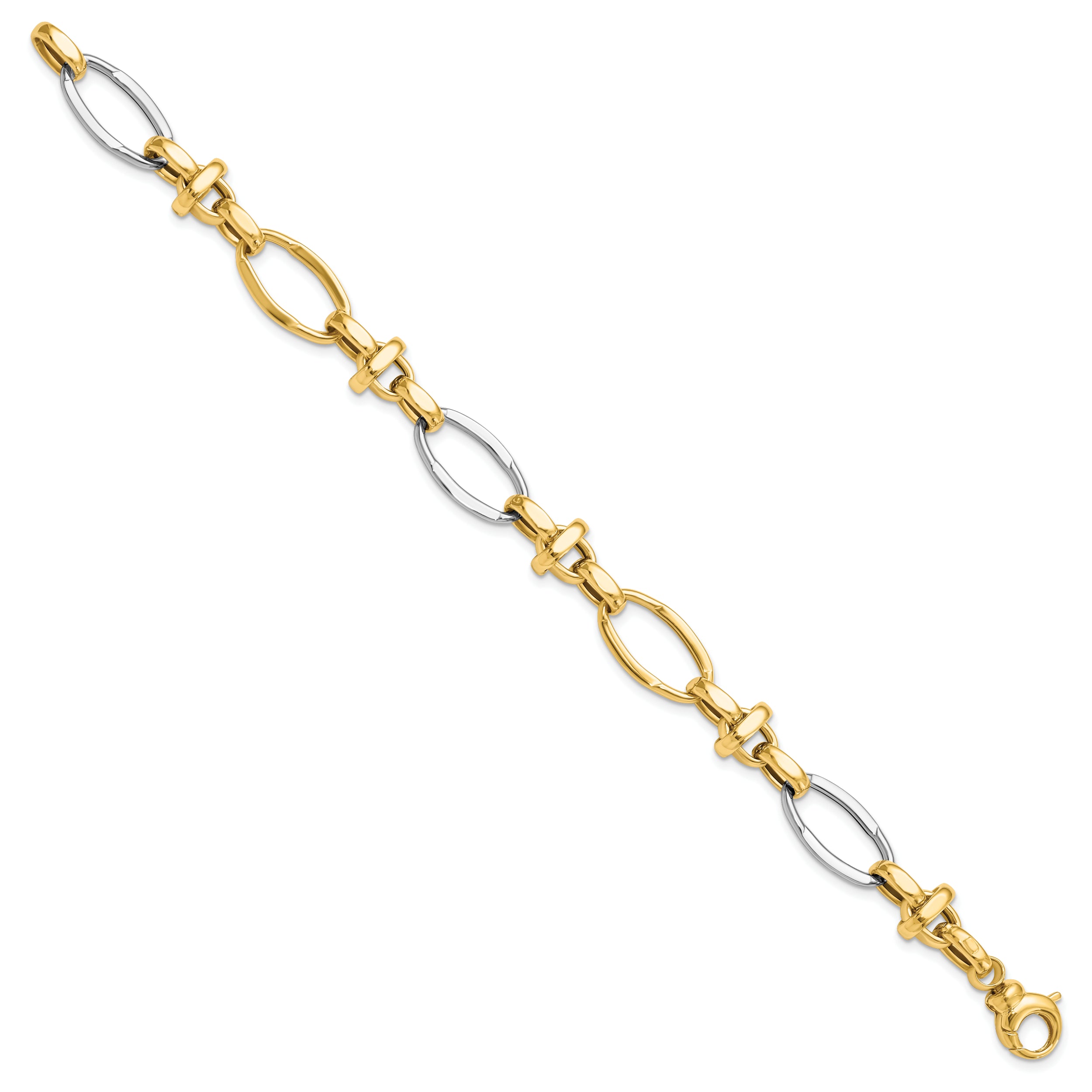 7.75 Inch 14K Two-Tone Polished Fancy Link Bracelet