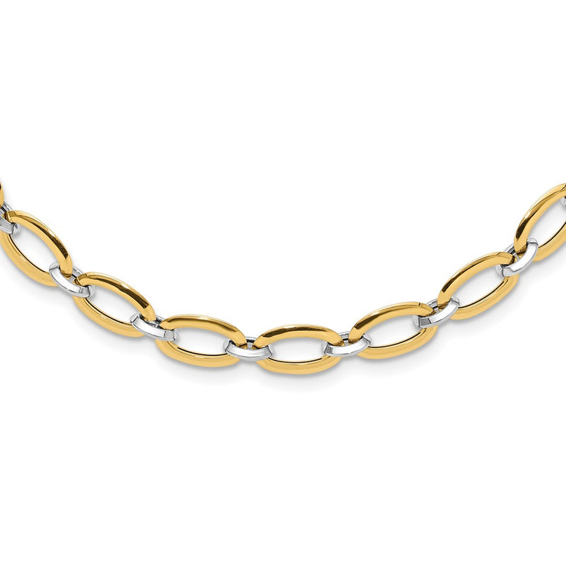 14K Two Tone Polished W/. Ext. Chain Necklace