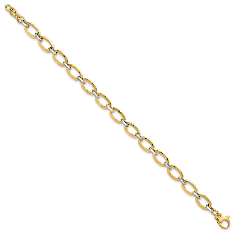 14K Two Tone Polished W/.5In Ext. Bracelet