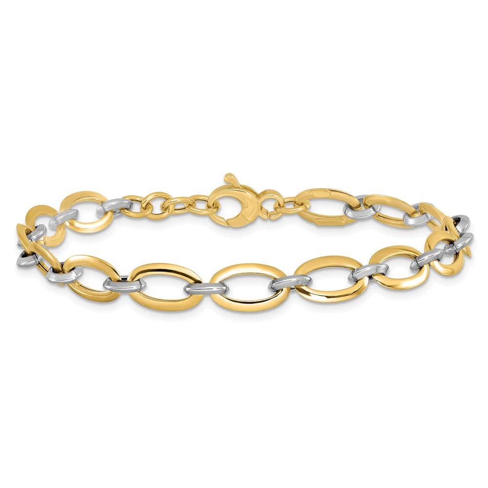14K Two Tone Polished W/.5In Ext. Bracelet