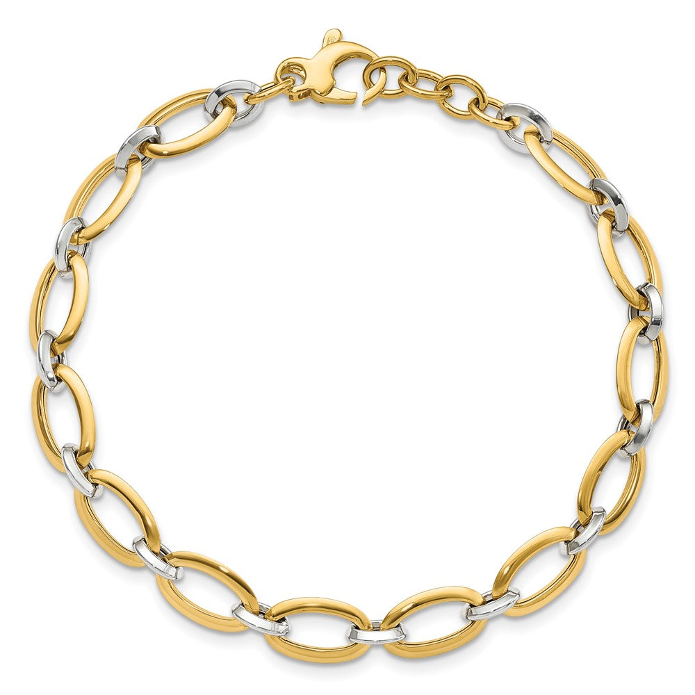 14K Two Tone Polished W/.5In Ext. Bracelet