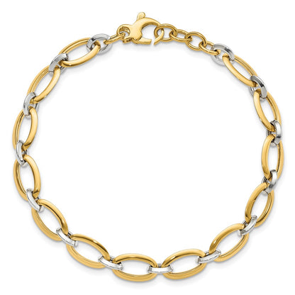 14K Two Tone Polished W/.5In Ext. Bracelet