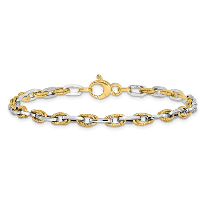 14K Two Tone Polished D/C Bracelet