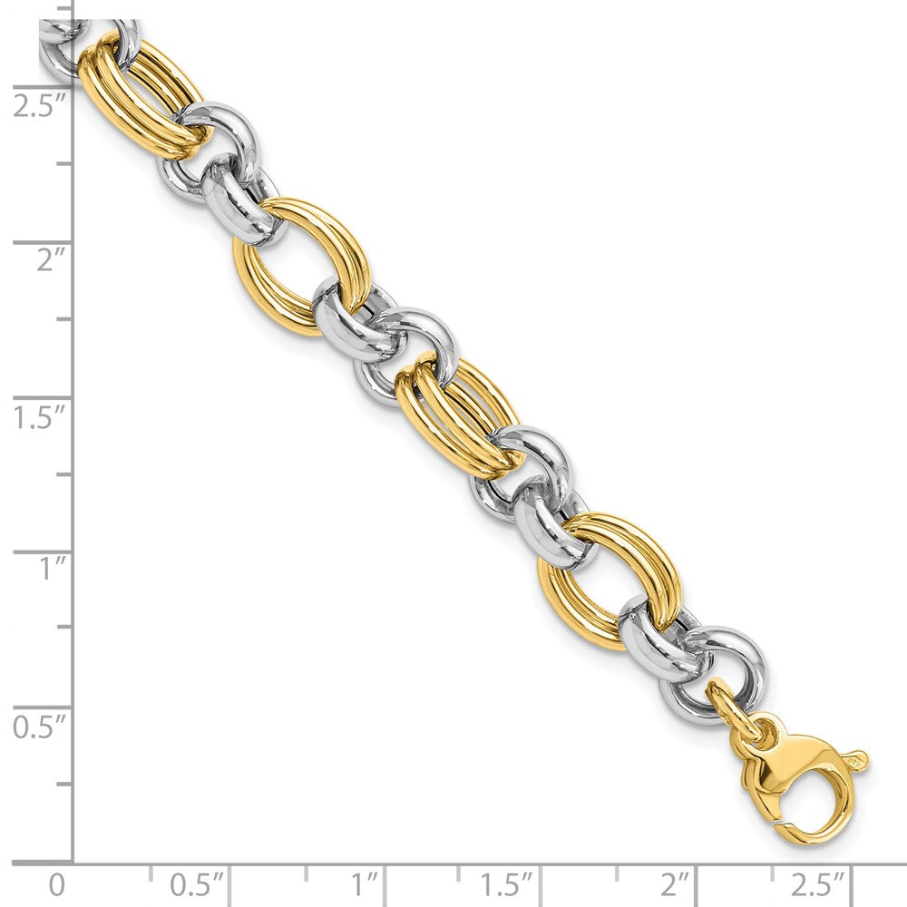 14K Two Tone Polished Link Bracelet