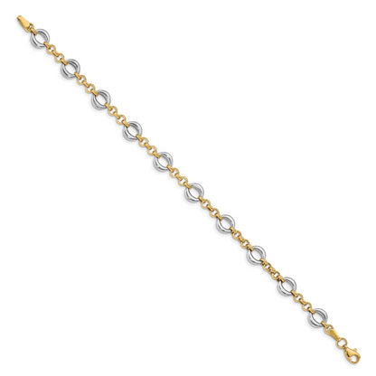 14K Two Tone Polished Fancy Link Bracelet