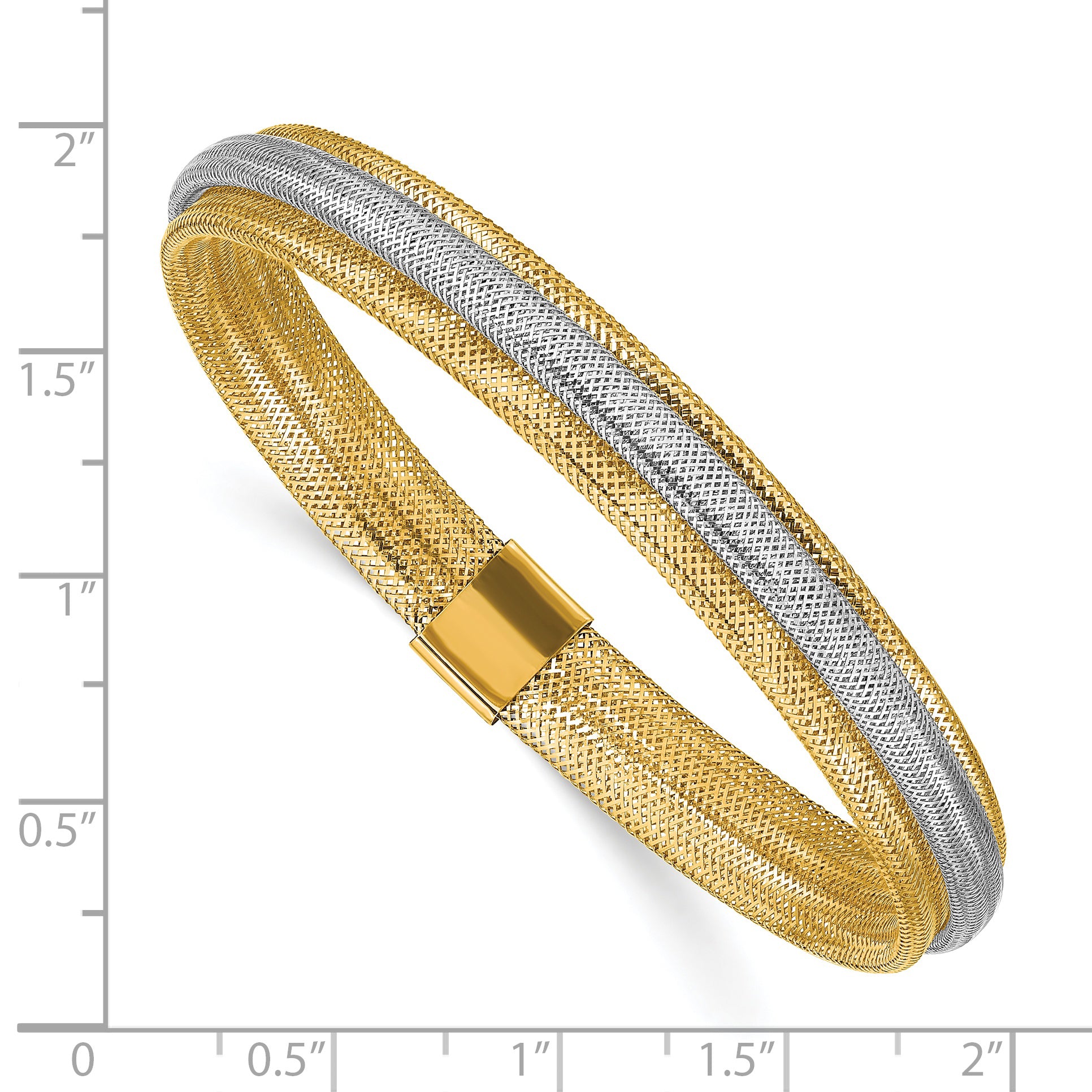 14K Yellow & Rhodium Polished Mesh Stretch Bracelet