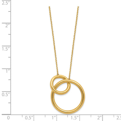 14K Yellow Gold Polished Circles 17 Inch With 2 Extender Necklace