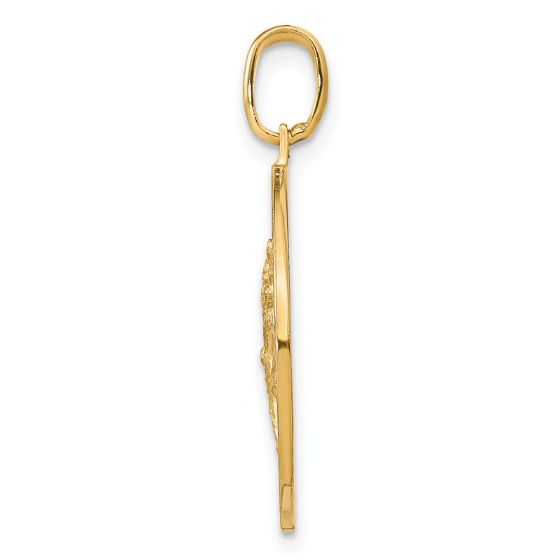 14K Yellow Gold Polished And Satin Round St. Christopher Pendant