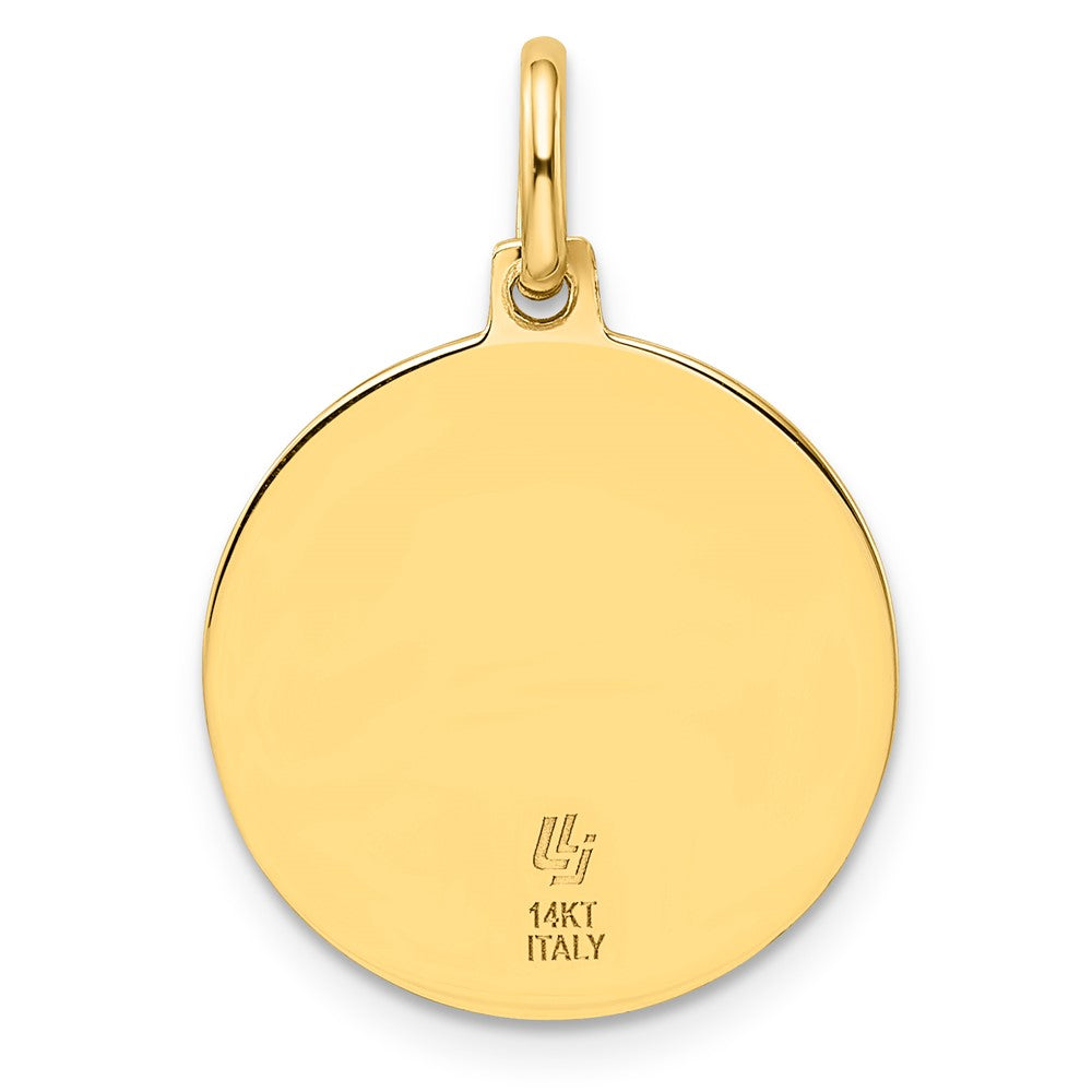 14K Yellow Gold Polished And Satin Round St. Christopher Pendant