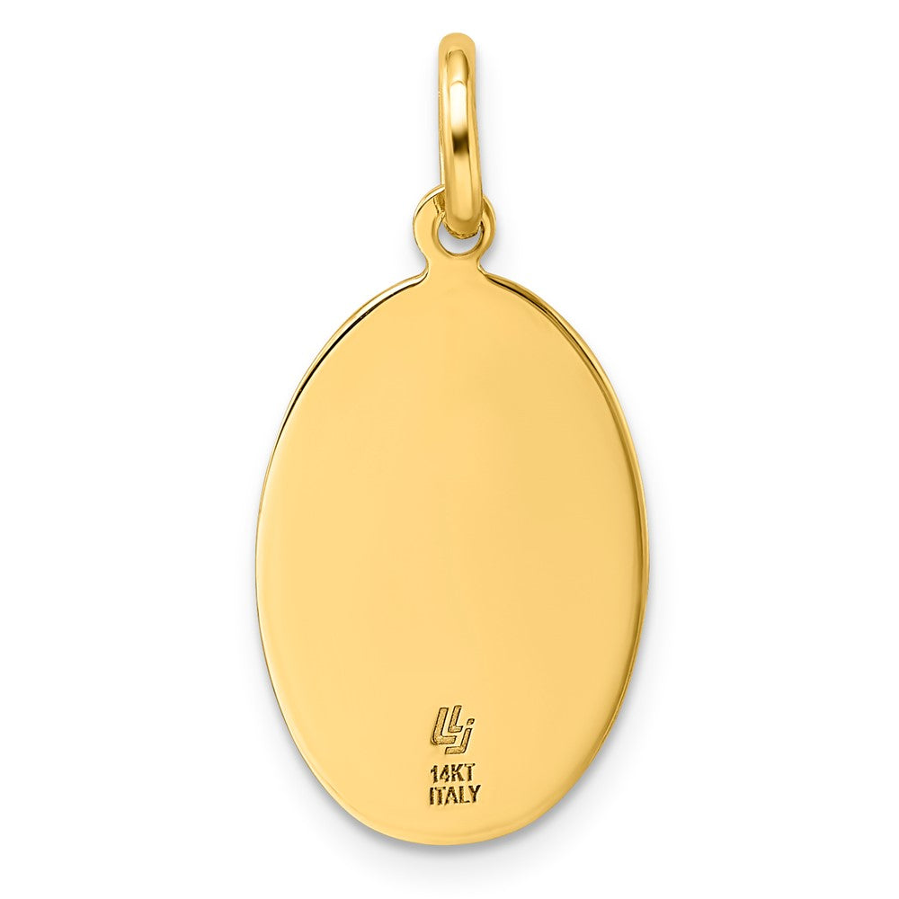 14K Yellow Gold Polished And Satin Oval St. Christopher Pendant