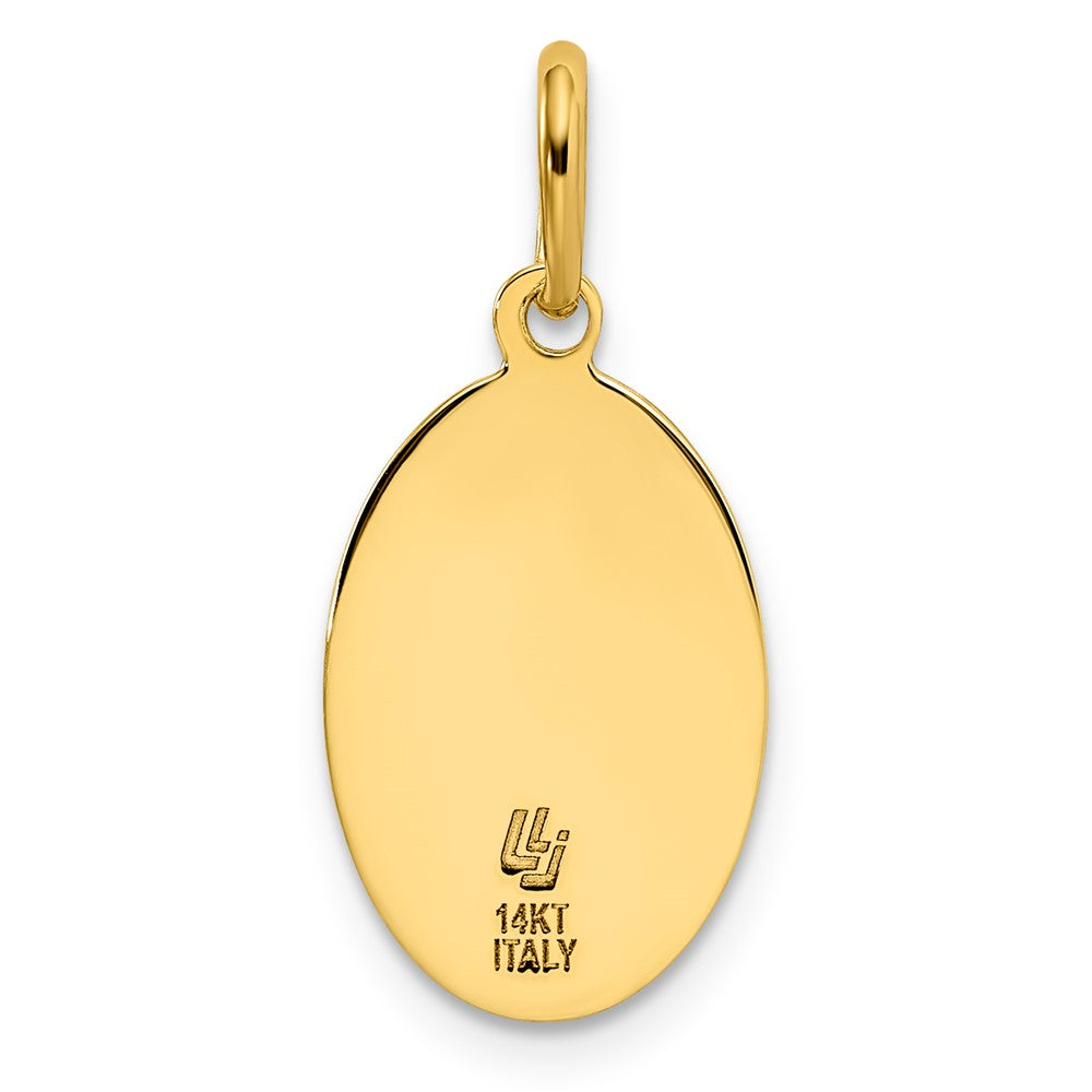 14K Yellow Gold Polished And Satin Oval St. Christopher Pendant