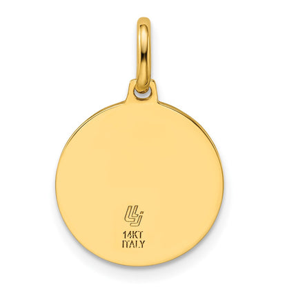 14K Yellow Gold Polished And Satin Round St. Christopher Pendant