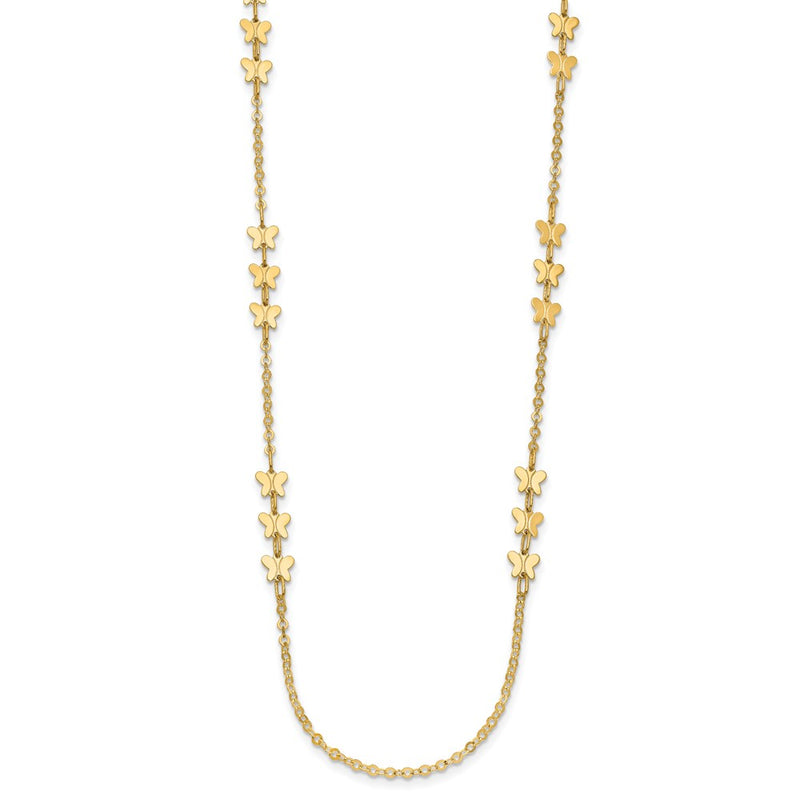14K Yellow Gold Polished Butterfly Necklace