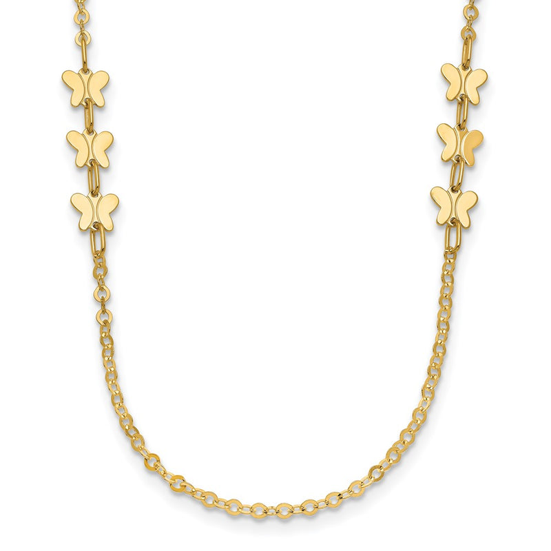 14K Yellow Gold Polished Butterfly Necklace