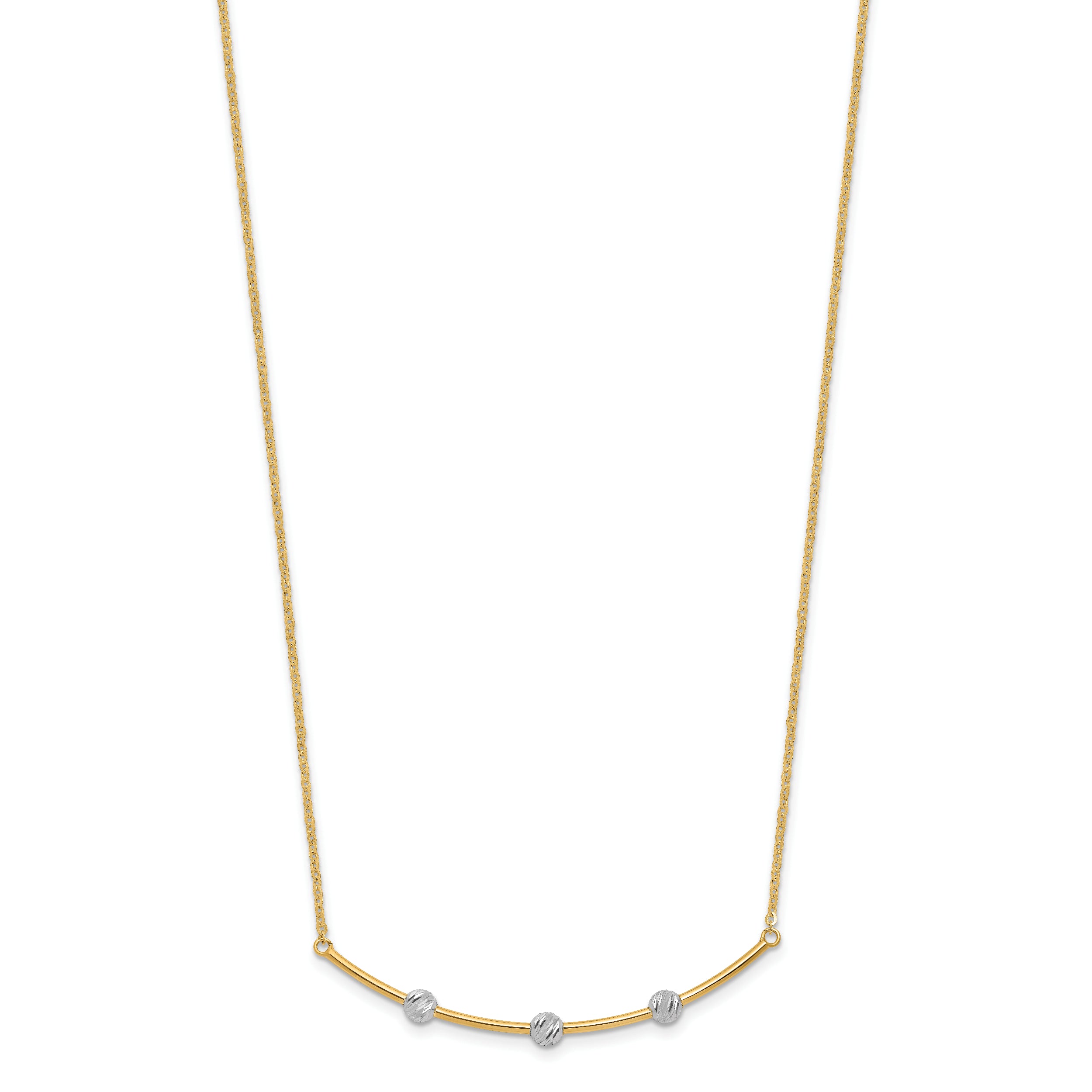 14K Two Tone D/C Bar Necklace