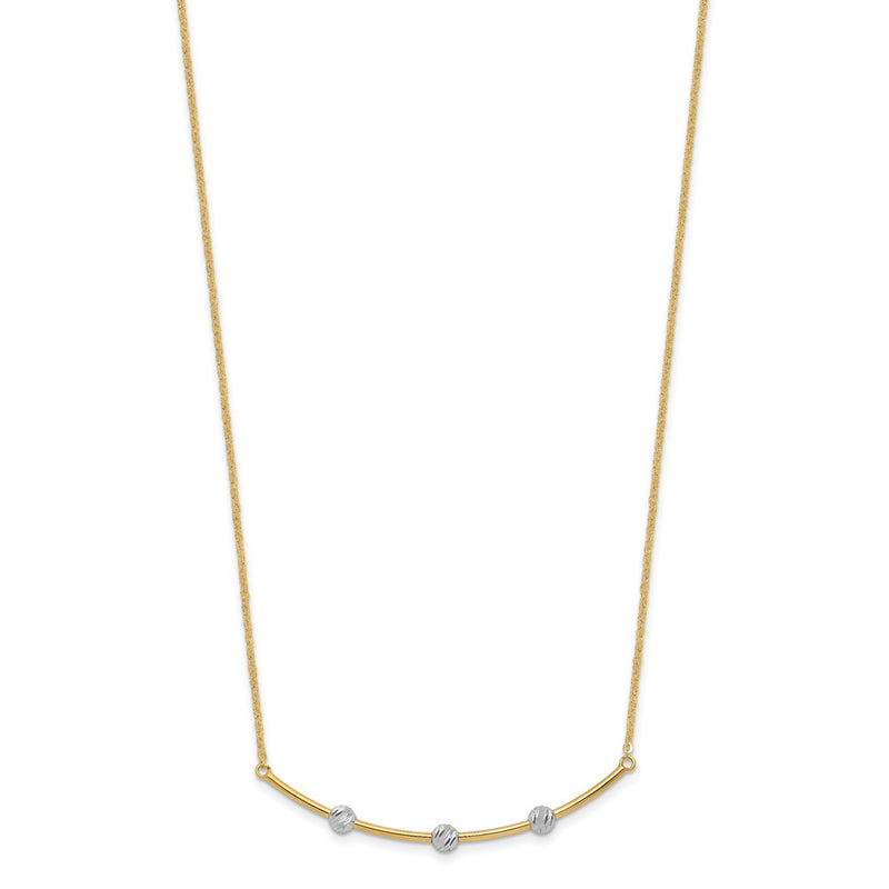 14K Two Tone D/C Bar Necklace
