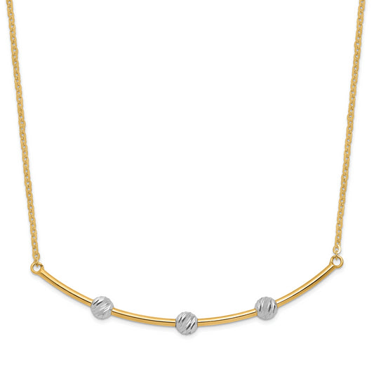 14K Two Tone D/C Bar Necklace