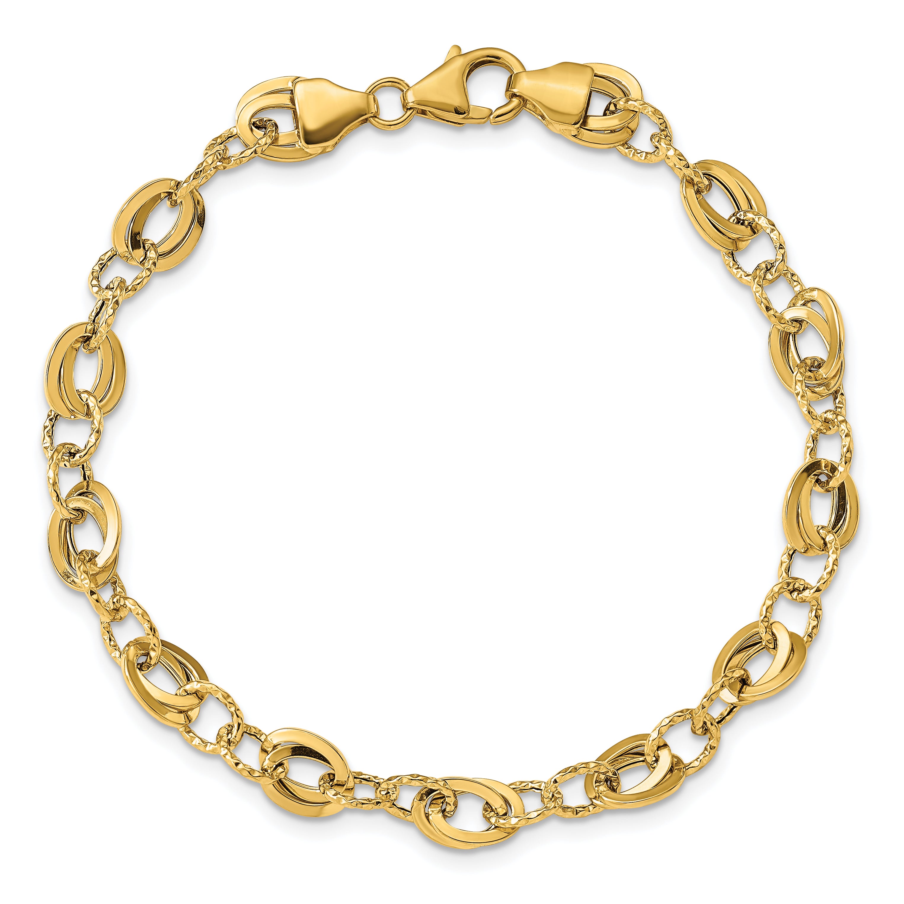 14K Yellow Gold D/C Fancy Link Bracelet