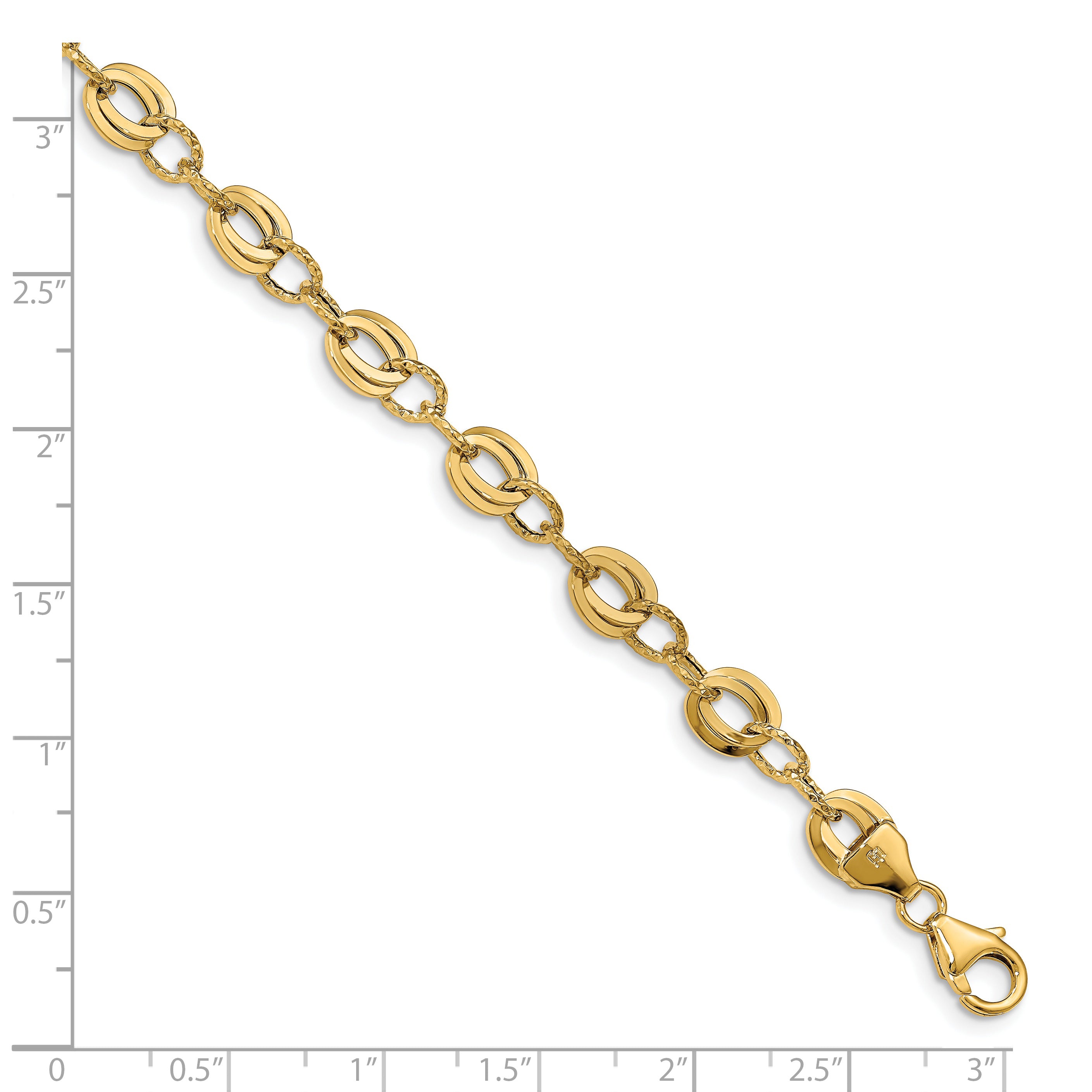 14K Yellow Gold D/C Fancy Link Bracelet