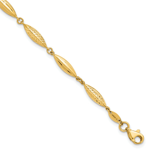 14K Yellow Gold Polished D/C Fancy Link Bracelet