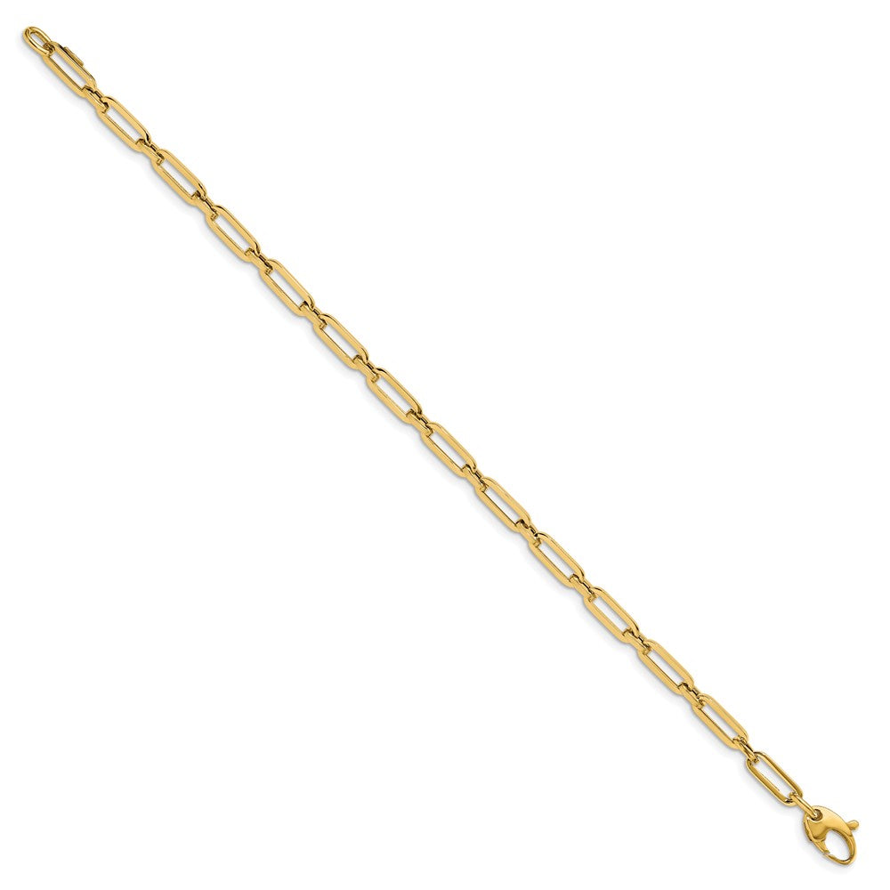 14K Yellow Gold Polished Flat Oval Link Chain Bracelet