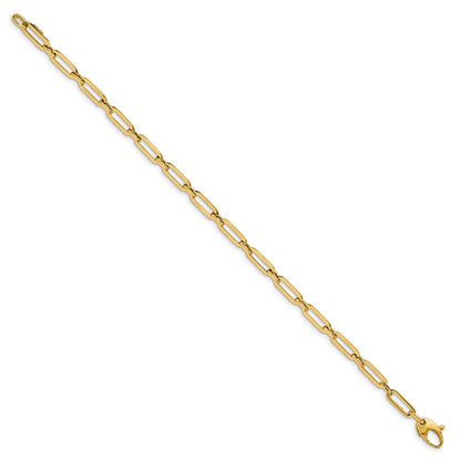 14K Yellow Gold Polished Flat Oval Link Chain Bracelet