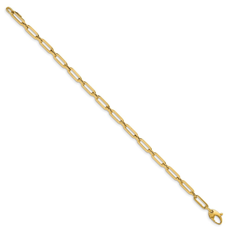 14K Yellow Gold Polished Flat Oval Link Chain Bracelet