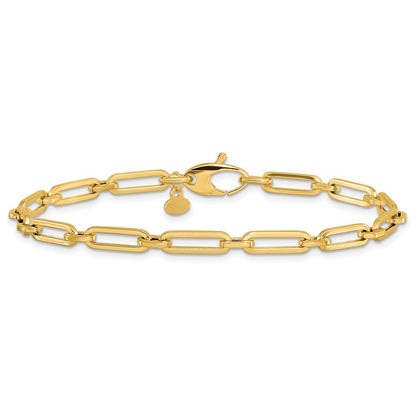 14K Yellow Gold Polished Flat Oval Link Chain Bracelet