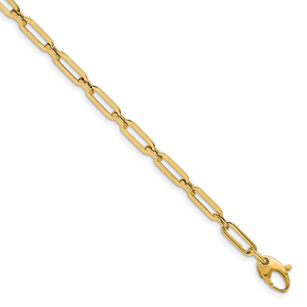 14K Yellow Gold Polished Flat Oval Link Chain Bracelet
