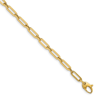 14K Yellow Gold Polished Flat Oval Link Chain Bracelet