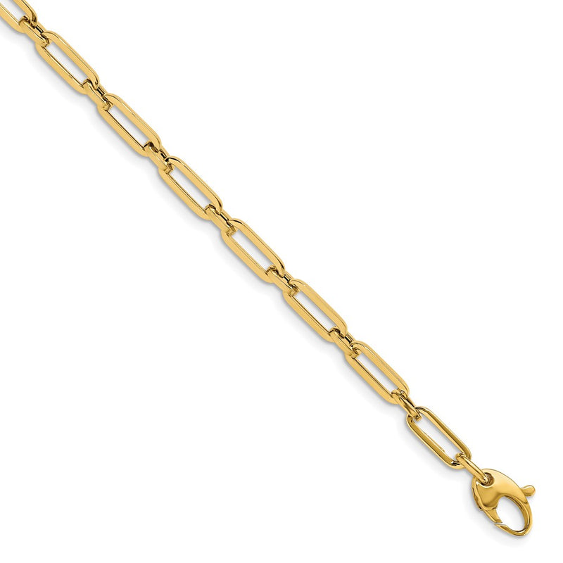14K Yellow Gold Polished Flat Oval Link Chain Bracelet