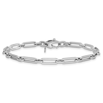 14K White Gold Polished Flat Oval Link Chain Bracelet