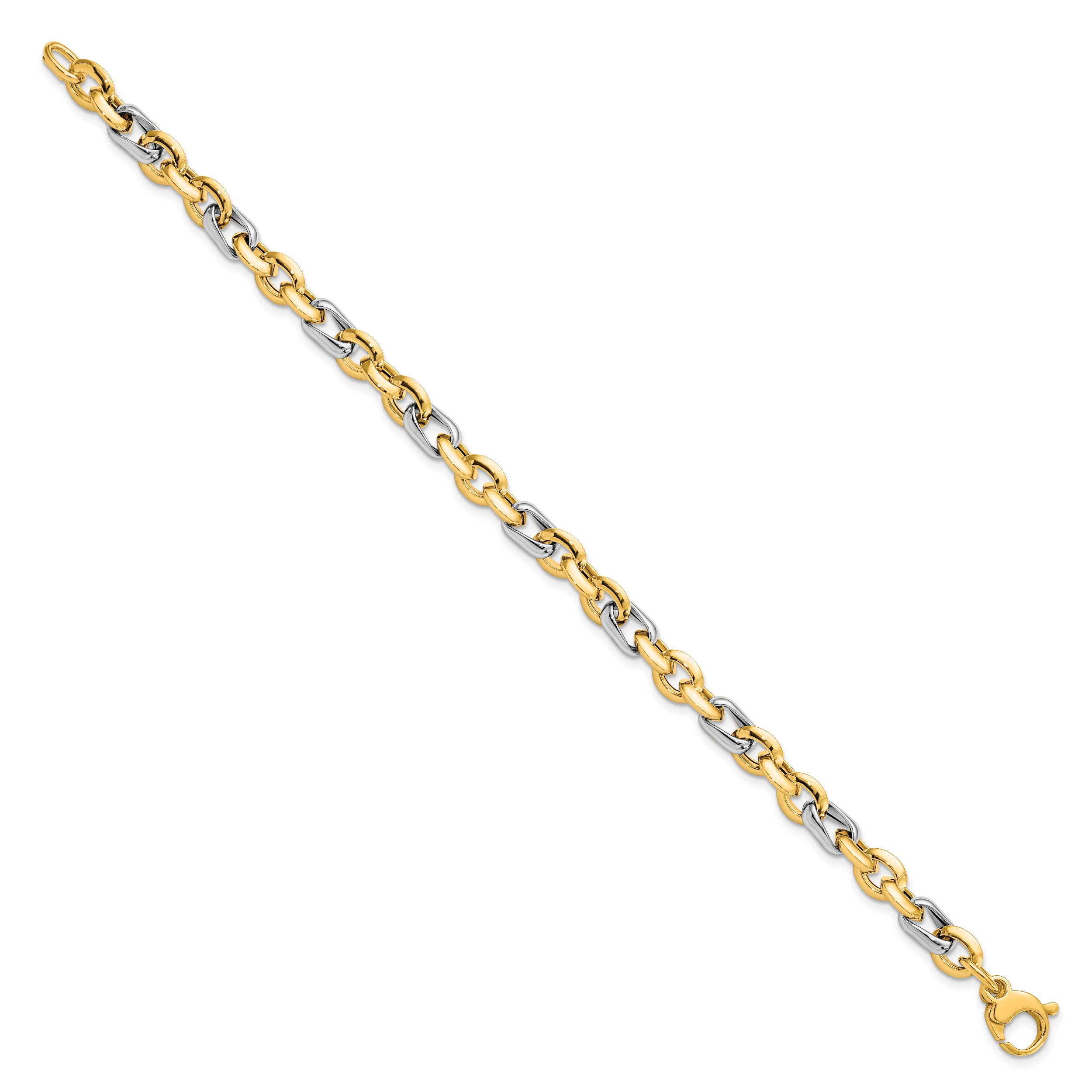 14K Two Tone Polished Fancy Link Bracelet