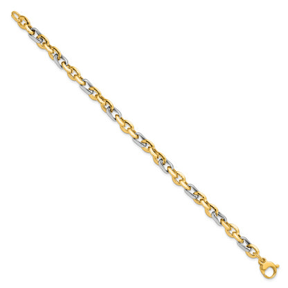 14K Two Tone Polished Fancy Link Bracelet
