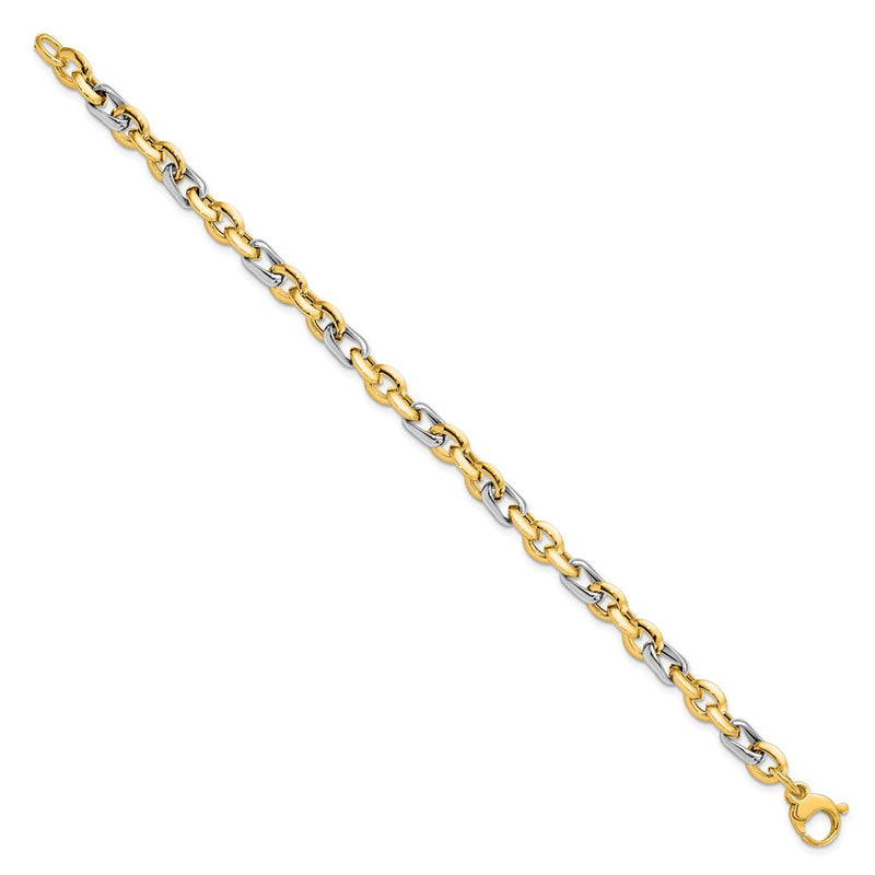 14K Two Tone Polished Fancy Link Bracelet