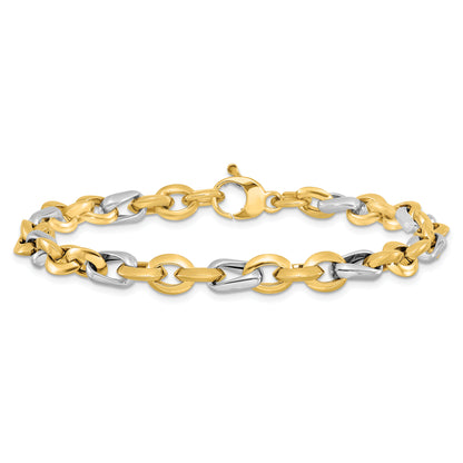 14K Two Tone Polished Fancy Link Bracelet