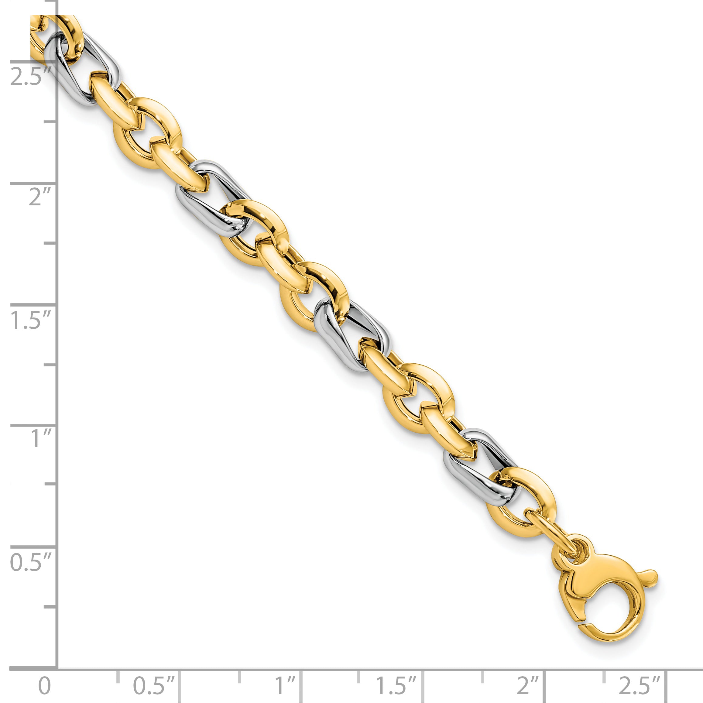 14K Two Tone Polished Fancy Link Bracelet