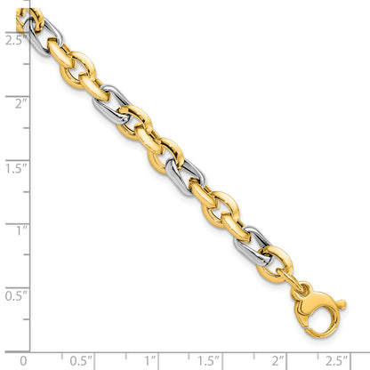 14K Two Tone Polished Fancy Link Bracelet