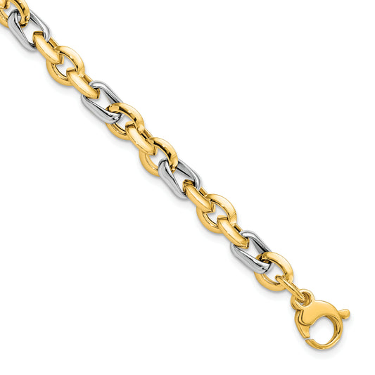 14K Two Tone Polished Fancy Link Bracelet