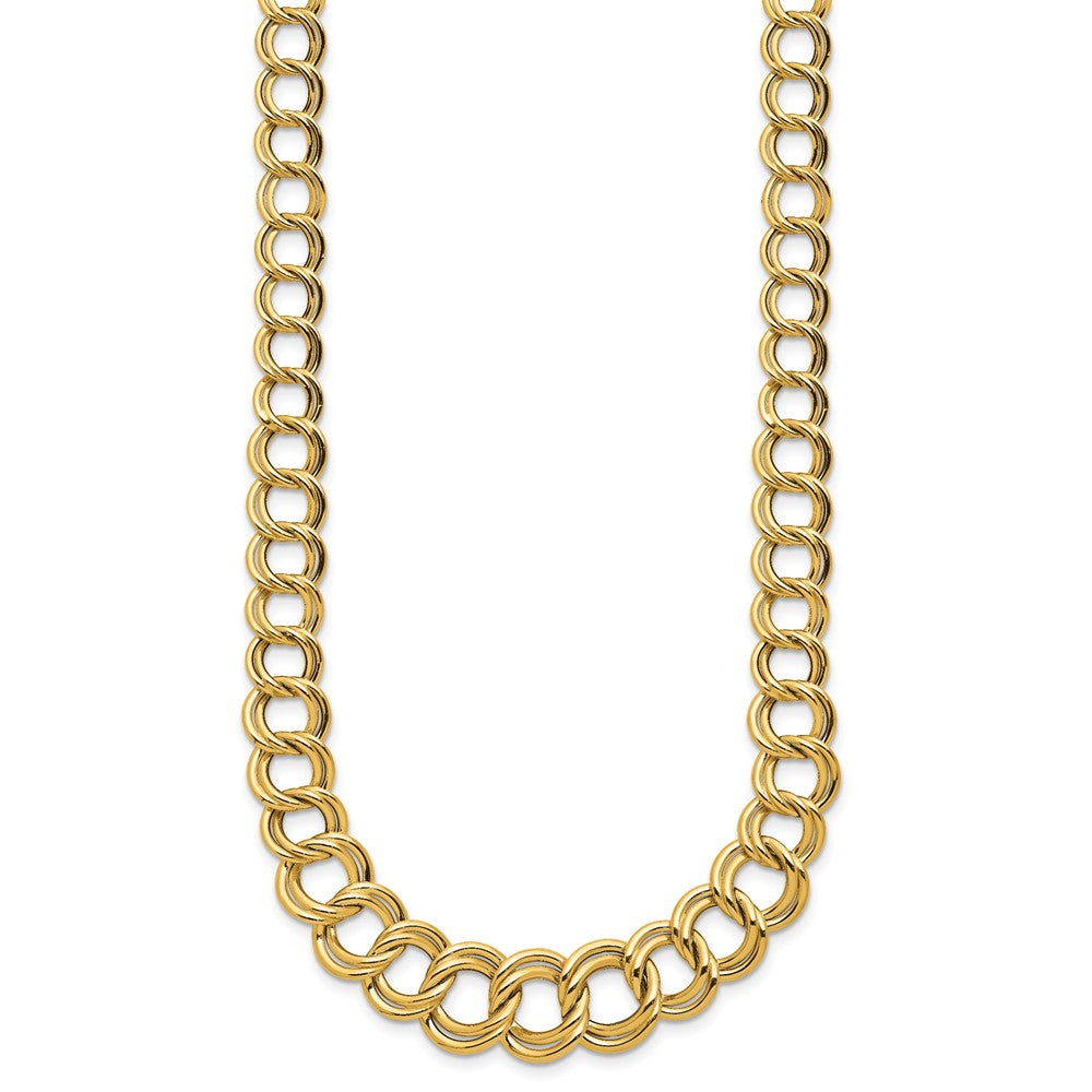 14K Yellow Gold Polished Graduated Double Link Necklace