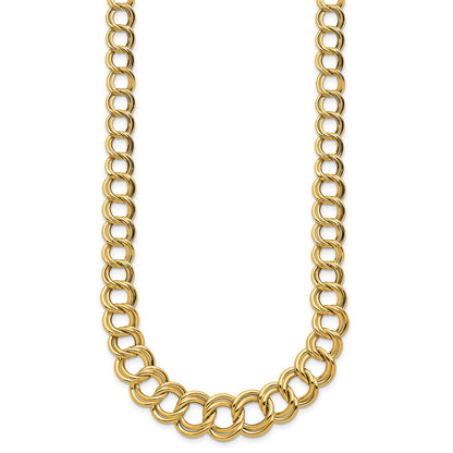 14K Yellow Gold Polished Graduated Double Link Necklace