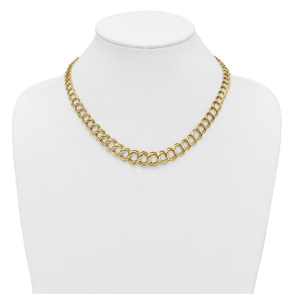 14K Yellow Gold Polished Graduated Double Link Necklace