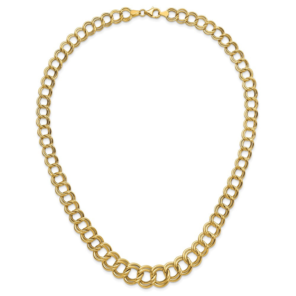 14K Yellow Gold Polished Graduated Double Link Necklace