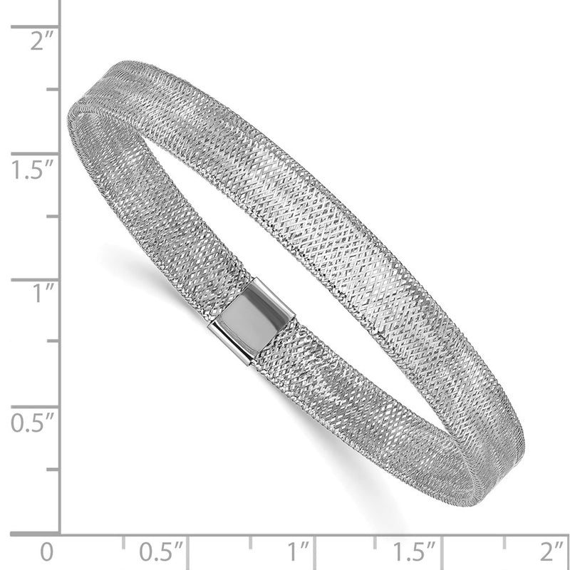 14K Yellow & Rhodium With White Polished Stretch Bangle