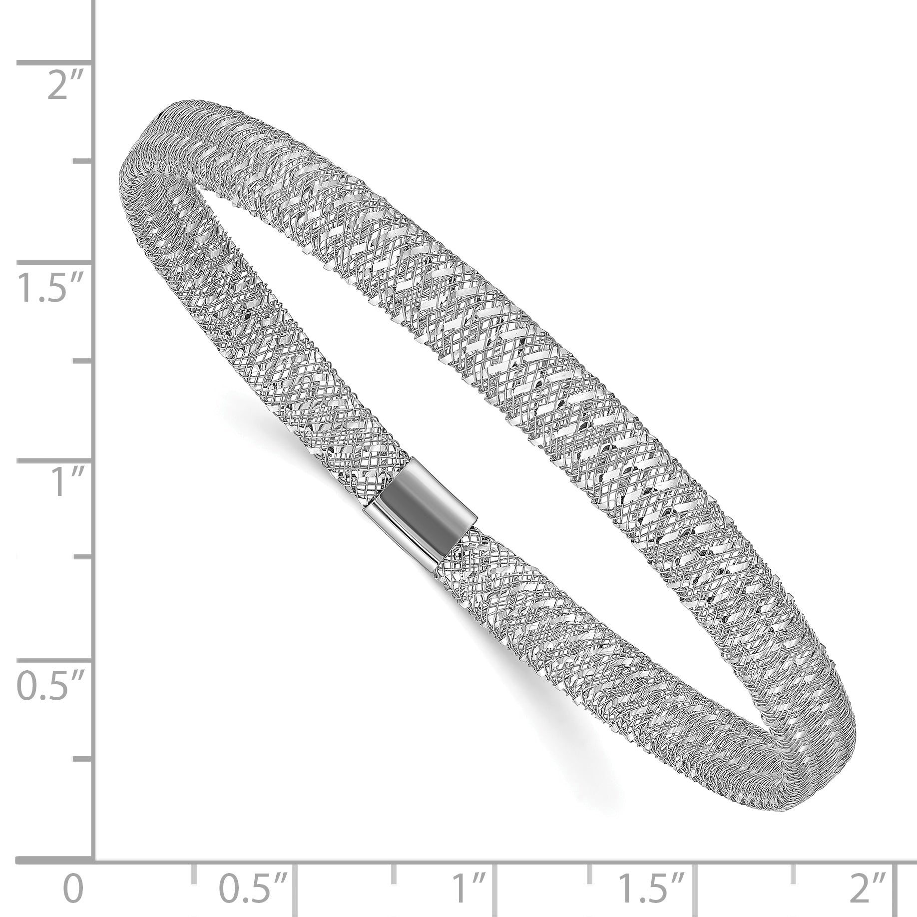 14K Yellow Gold White Rhodium Plating Stretch Bangle