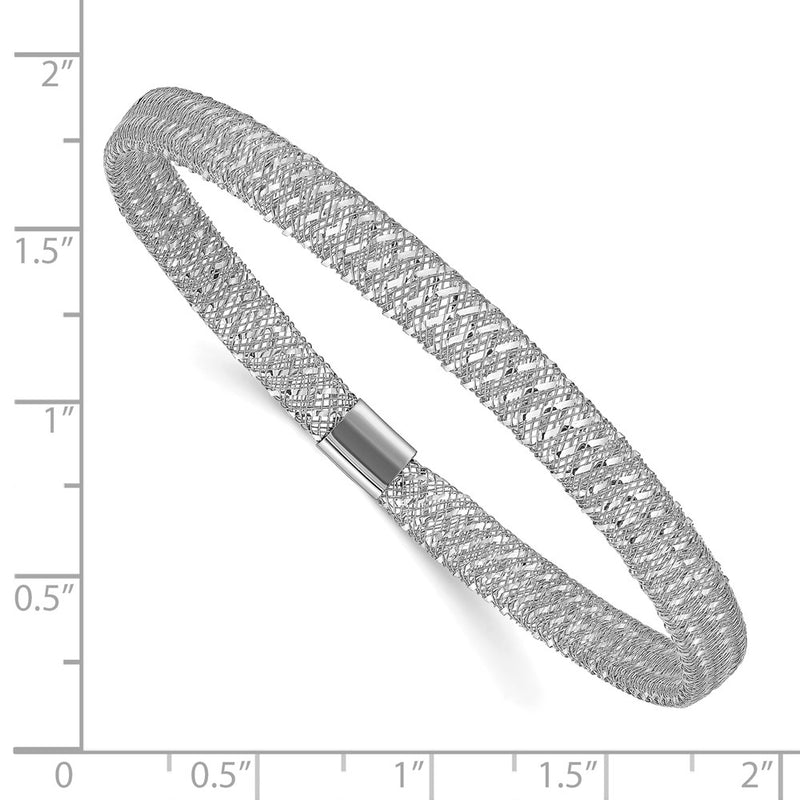 14K Yellow Gold White Rhodium Plating Stretch Bangle
