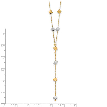 14K Tri Color Two Tone Polished Adjustable Beaded Y Drop Necklace