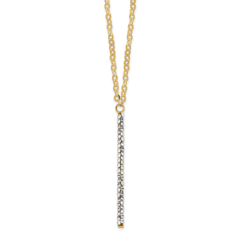 14K Yellow Gold Polished Crystal 1In Ext Necklace