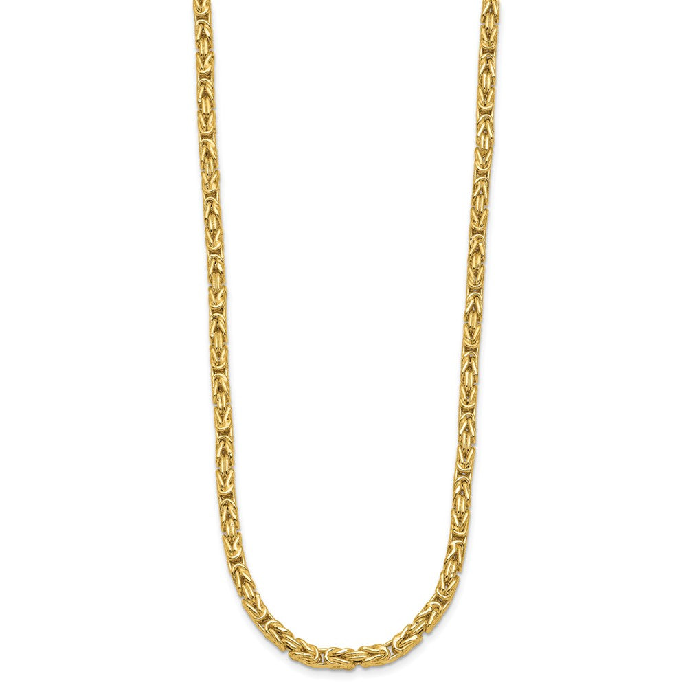 14K Yellow Gold Polished Byzantine Link Chain Necklace