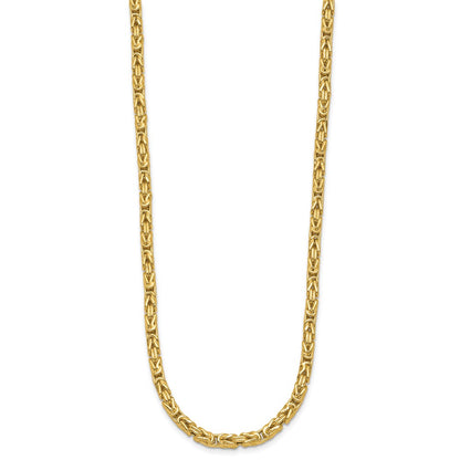 14K Yellow Gold Polished Byzantine Link Chain Necklace